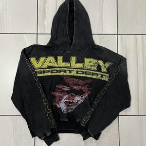 The Valley Brand Black Graphic Hoodie with Yellow and Red Accents